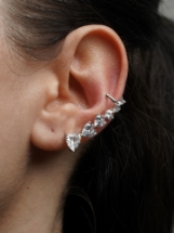 Resim Silver Kalp Detaylı Earcuff Küpe