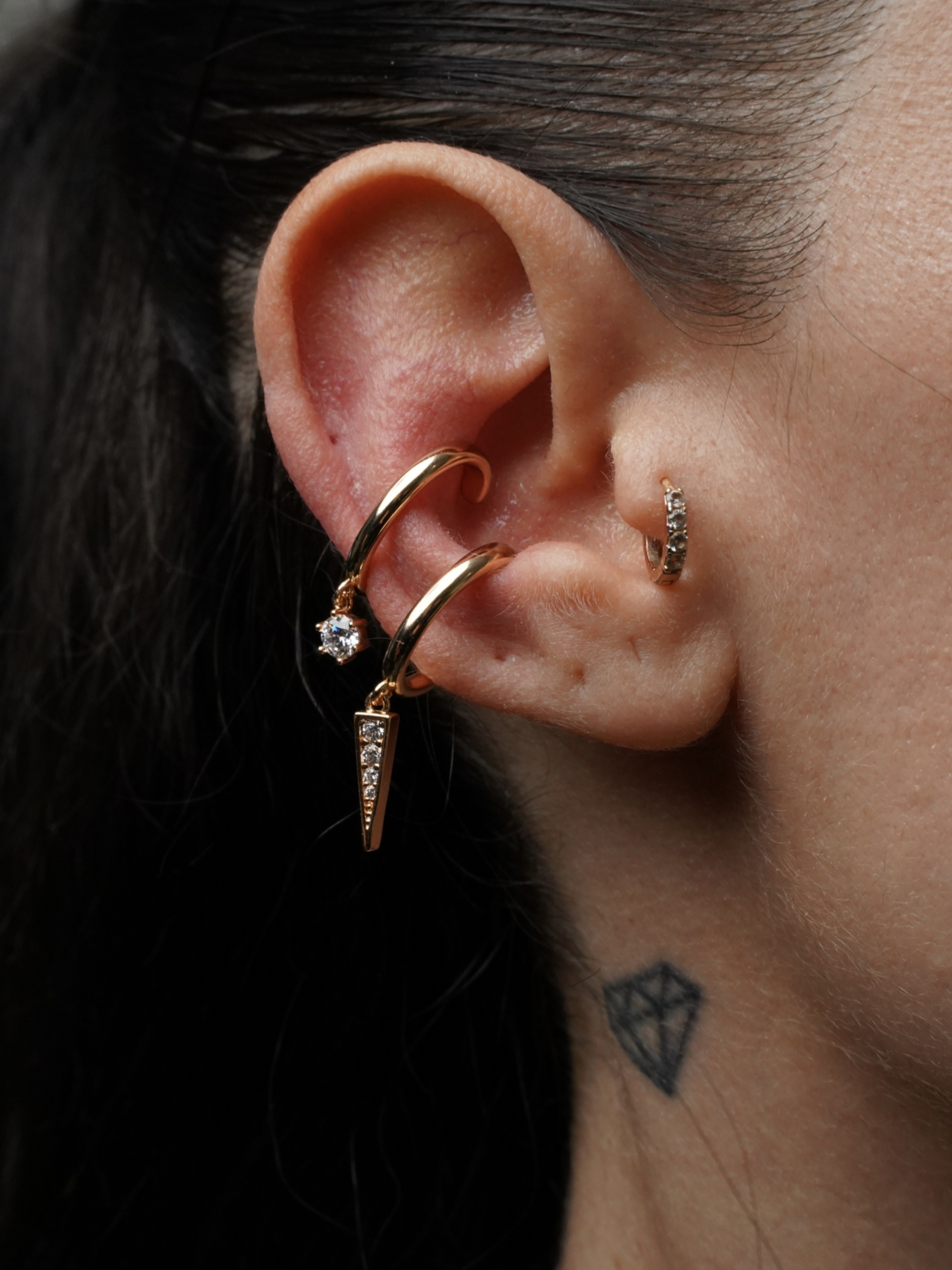 Resim Gold Sallantılı Earcuff Küpe