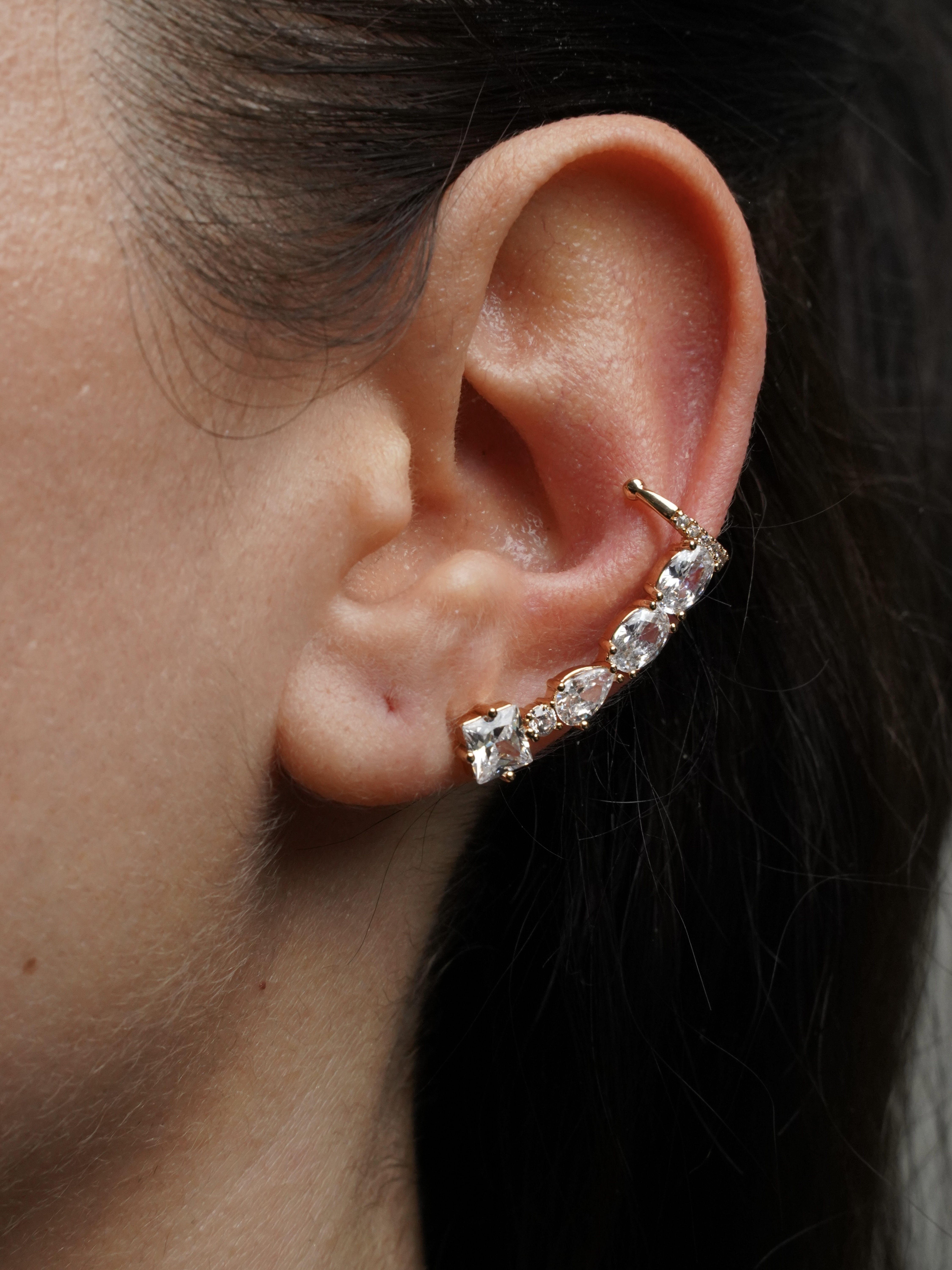 Resim Gold Taş Detaylı Earcuff Küpe