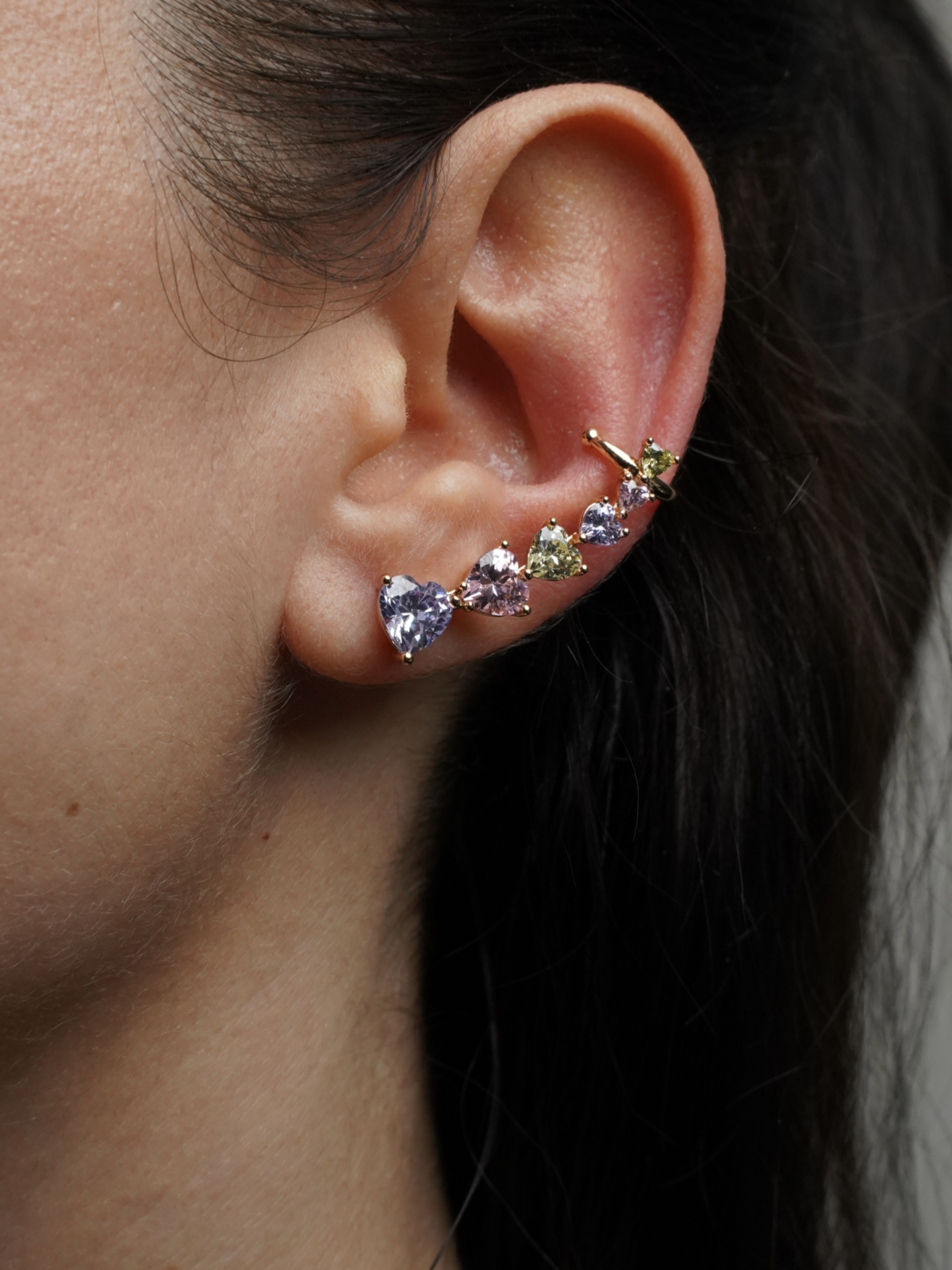 Resim Gold Kalp Detaylı Earcuff Küpe