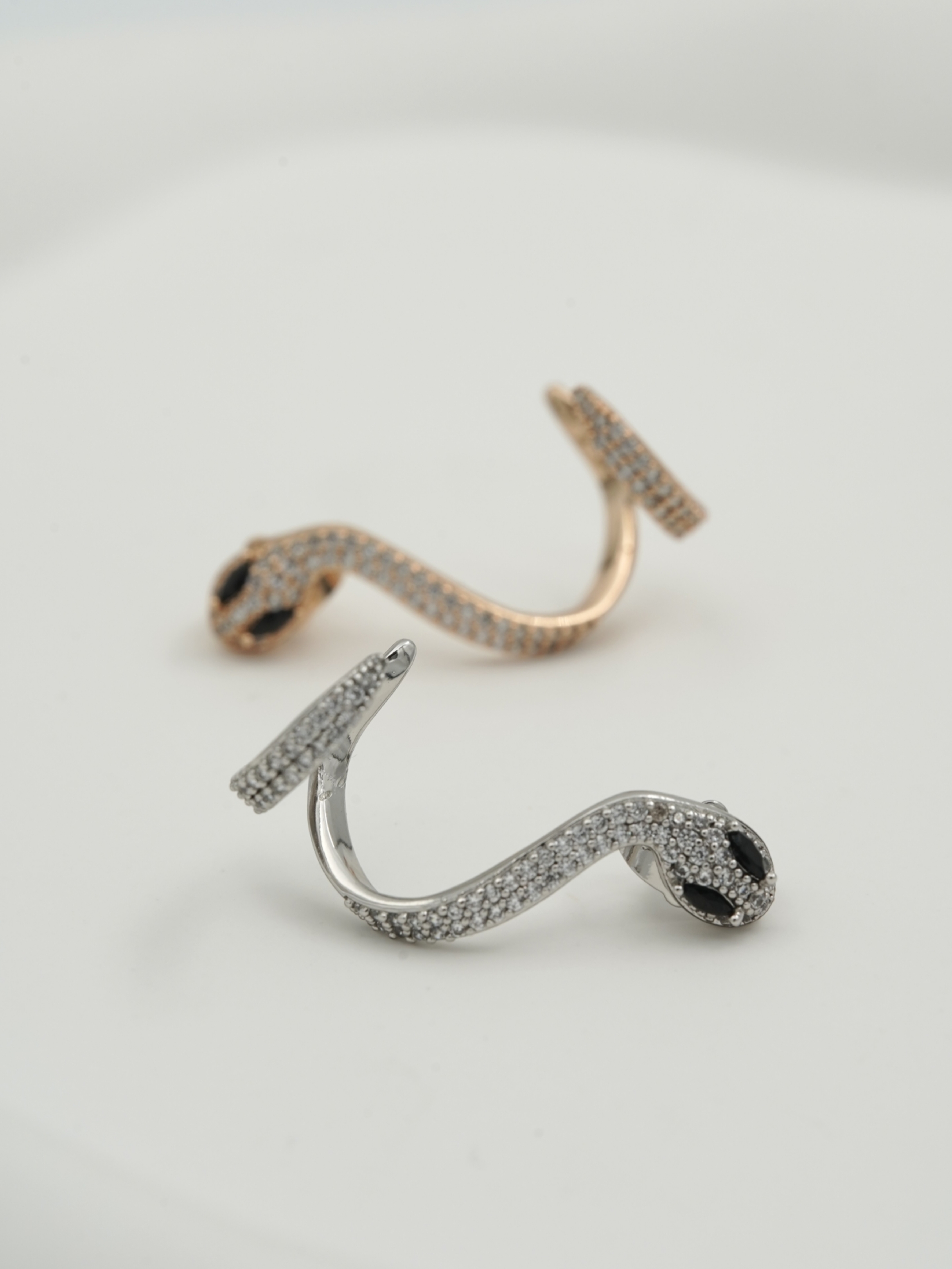 Resim Silver Yılan Earcuff Küpe