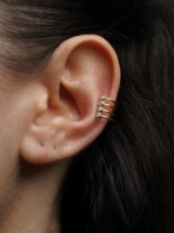 Resim Gold Minimal Taşlı Earcuff Küpe