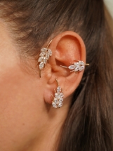 Resim Gold Yaprak Desenli Büyük Earcuff Küpe