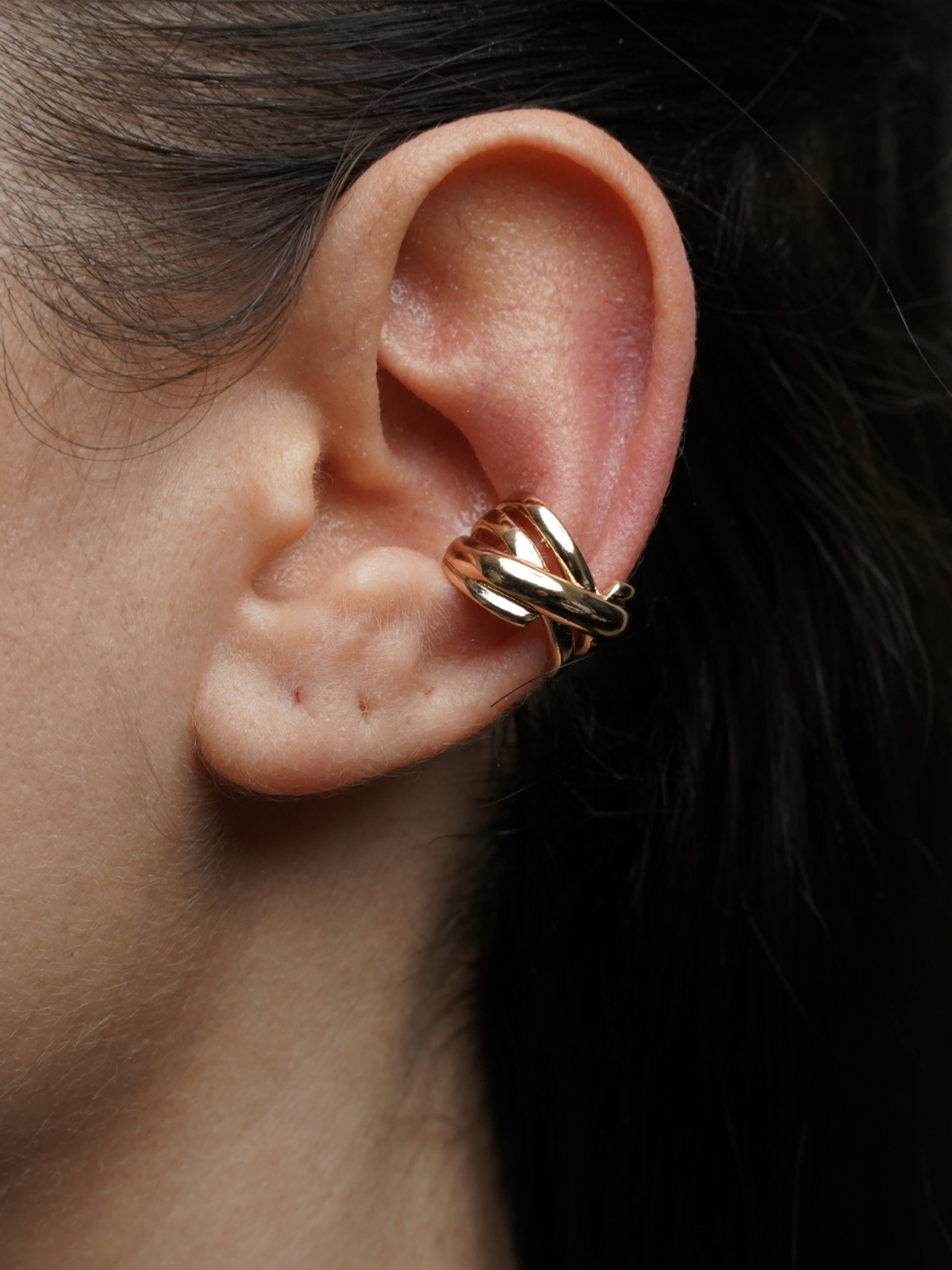 Resim Gold Modern Earcuff Küpe