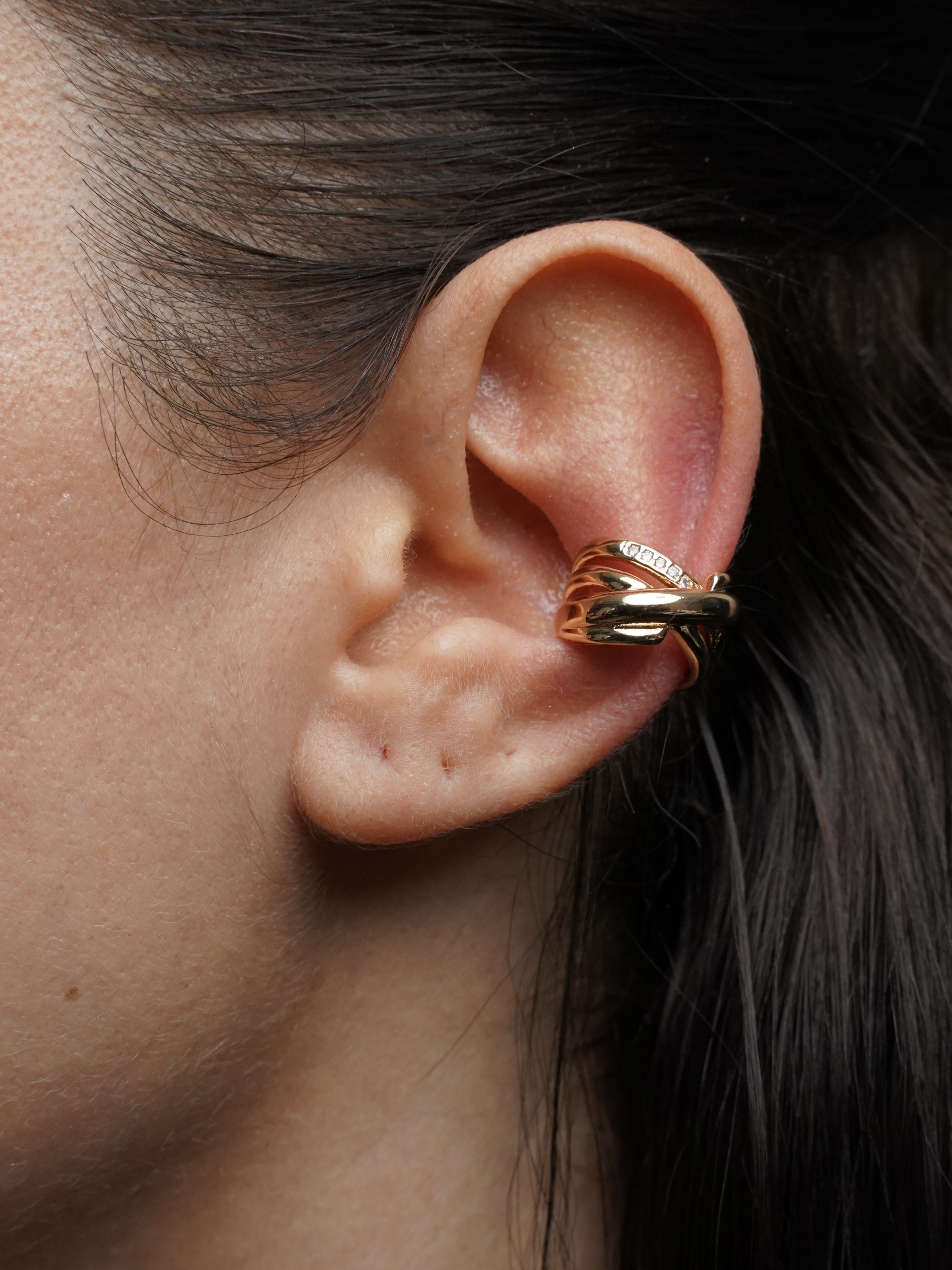 Resim Gold Modern Taşlı Earcuff Küpe
