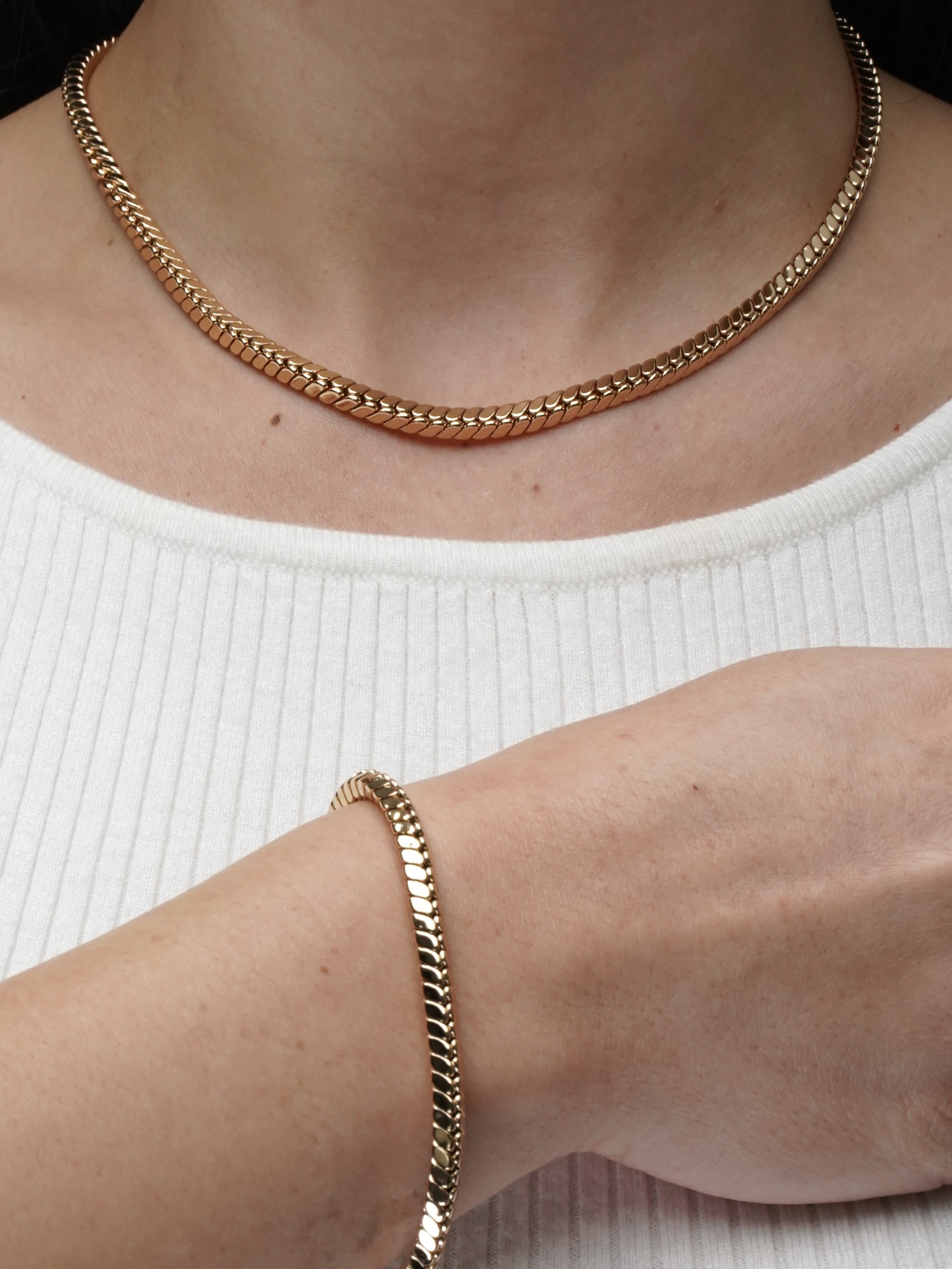 Resim Gold Rope Zincir Kolye Bileklik Set
