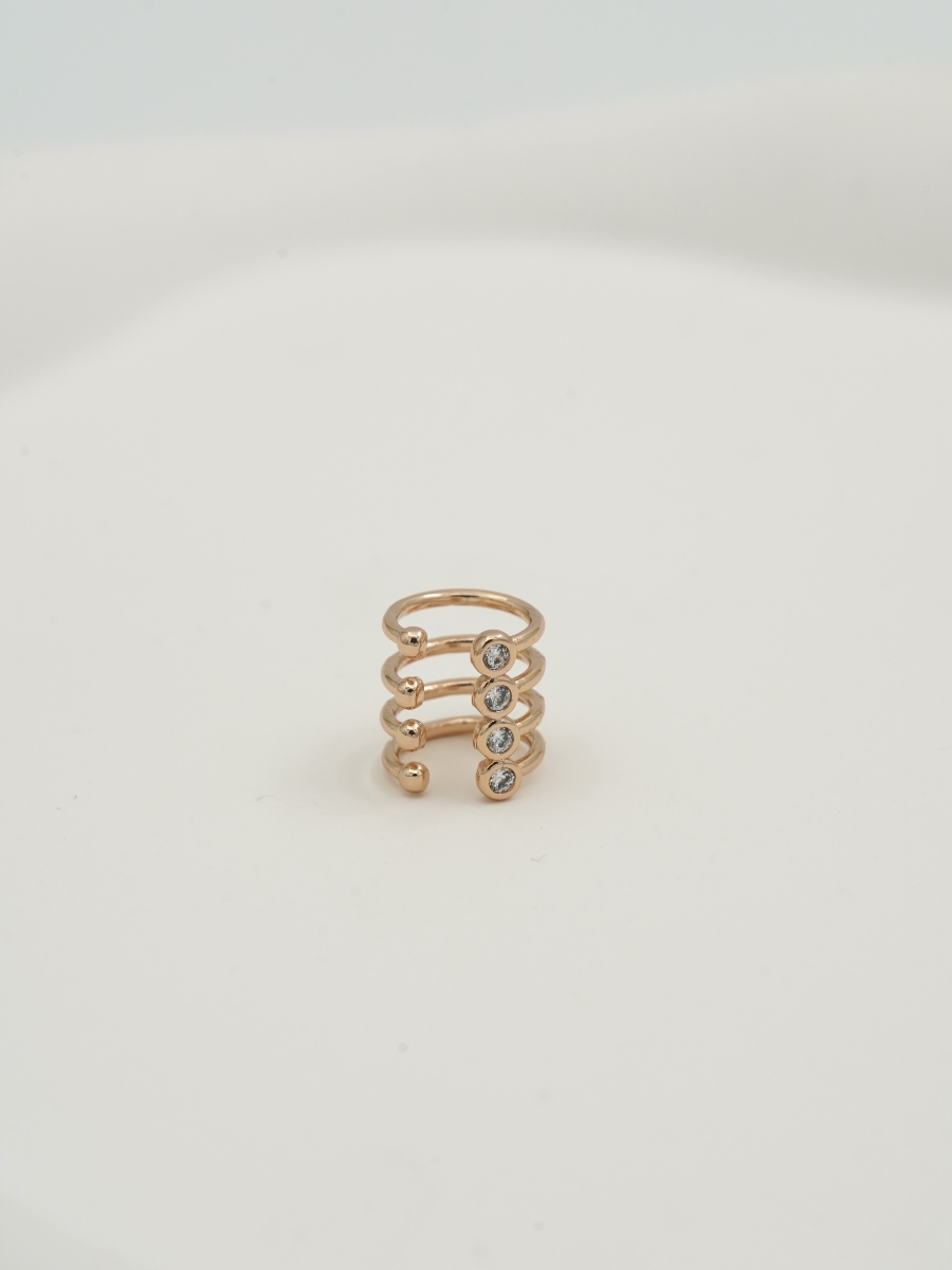 Resim Gold Minimal Taşlı Earcuff Küpe