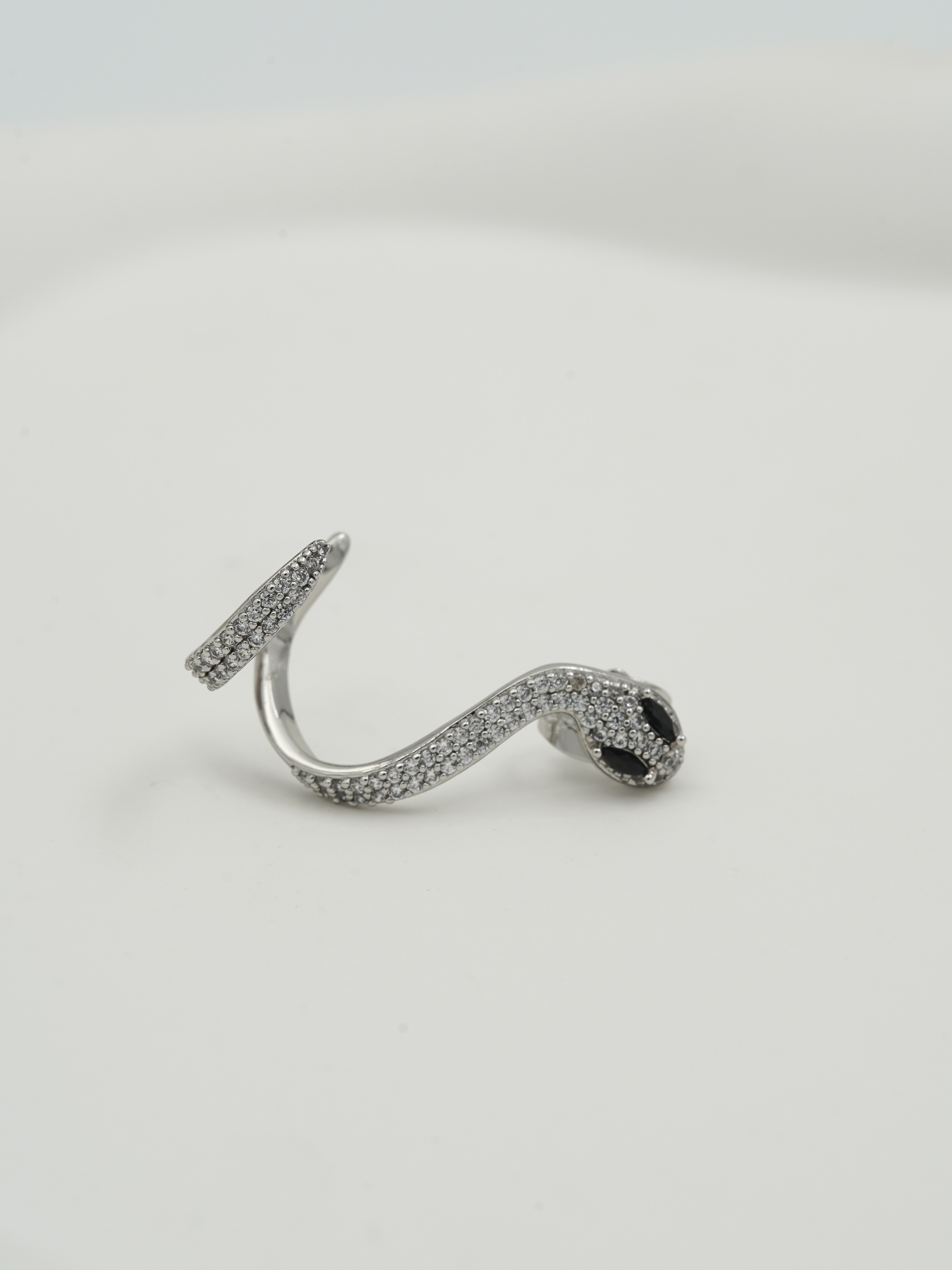 Resim Silver Yılan Earcuff Küpe