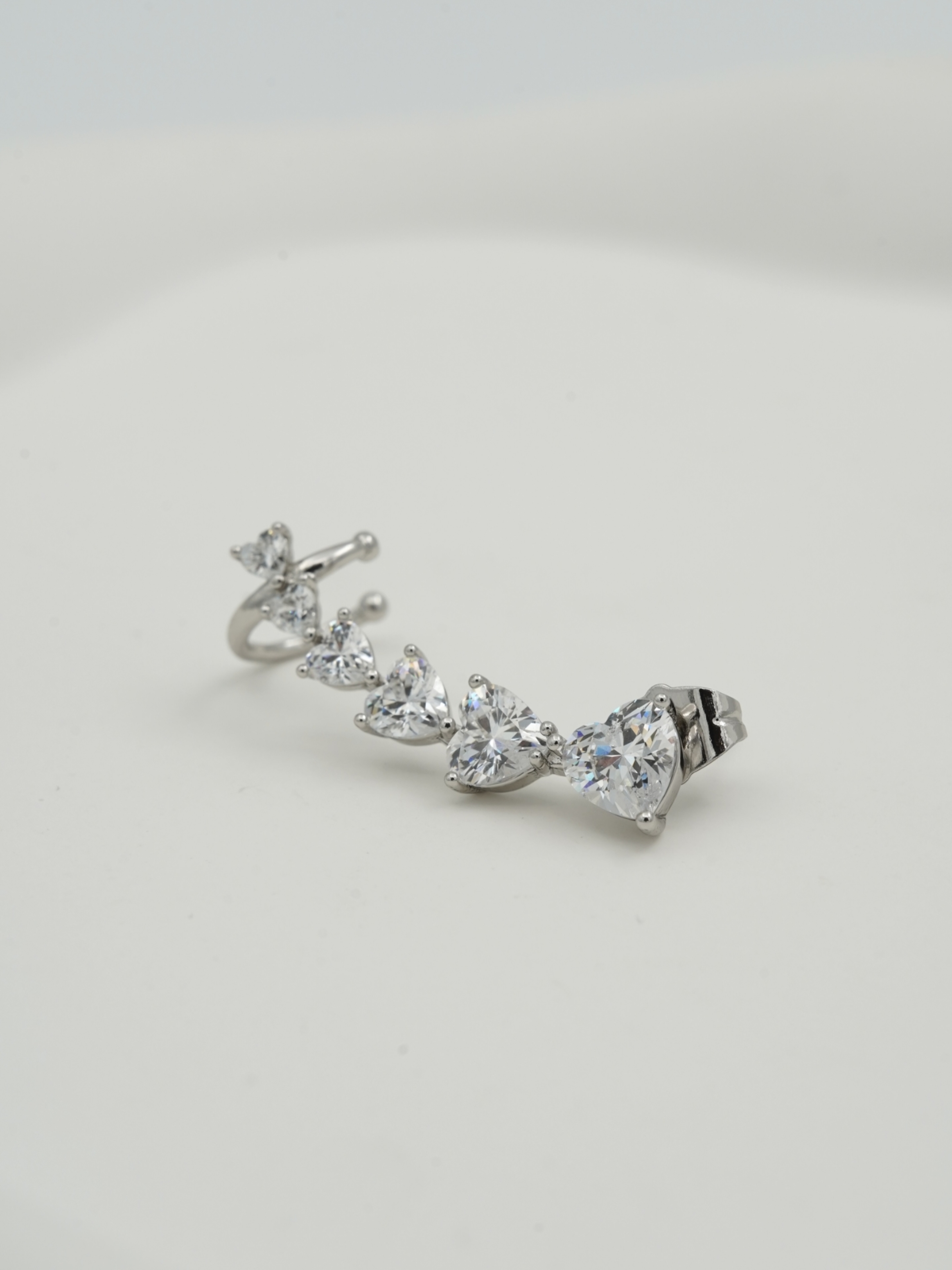Resim Silver Kalp Detaylı Earcuff Küpe