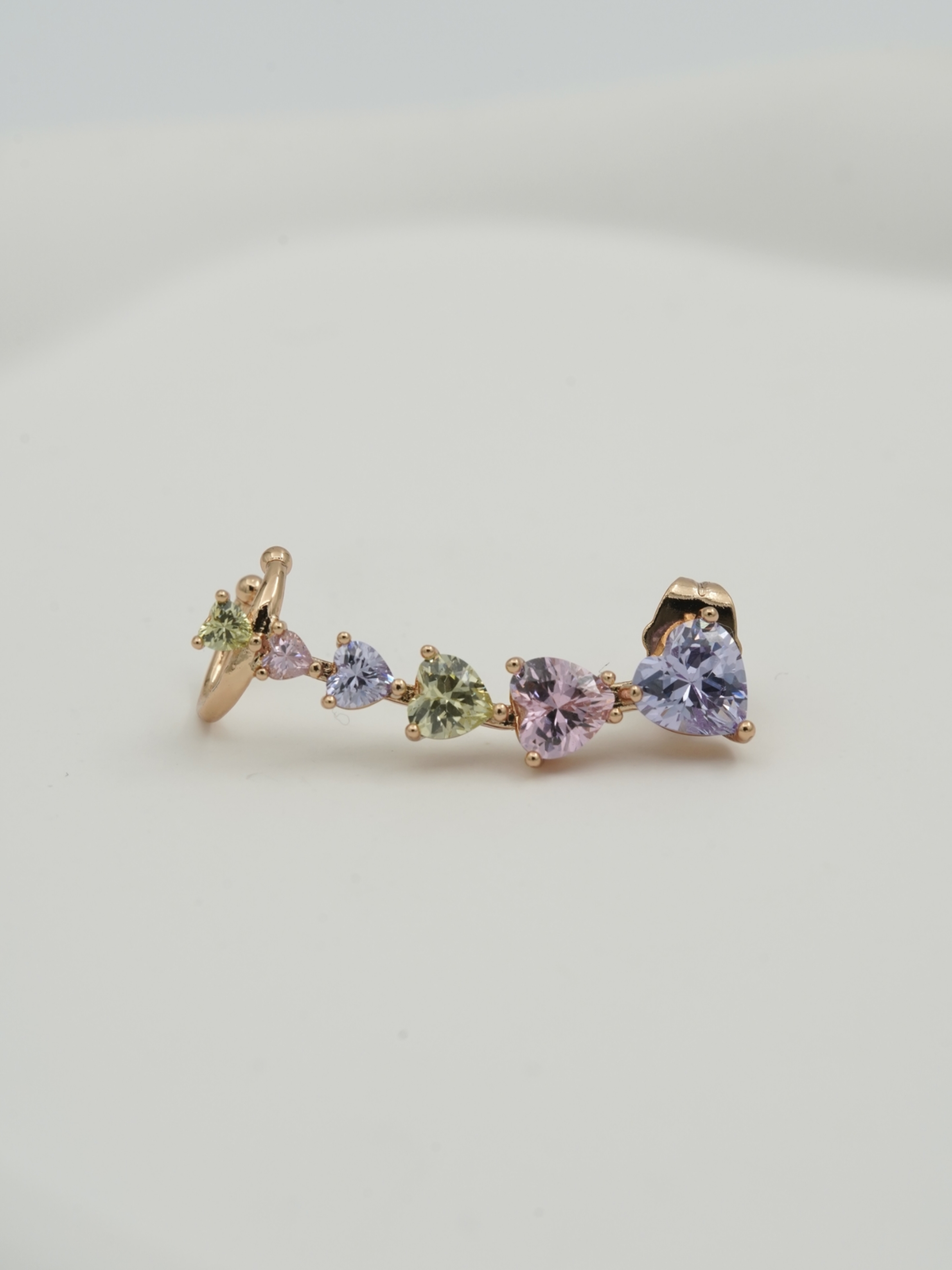 Resim Gold Kalp Detaylı Earcuff Küpe