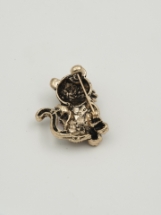 Resim Taşlı Pembe Atkılı Gold Kedi Broş