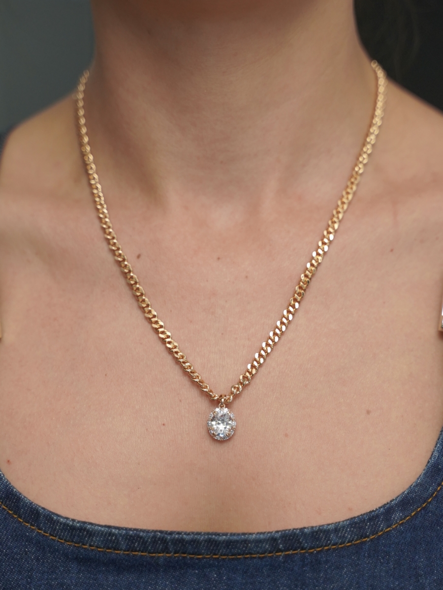 Resim ZİRKON TEK TAŞ GOLD KOLYE